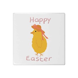 'Easter Chick Wearing Her Best Hat' 108mm Square Ceramic Tile (TD00025256)