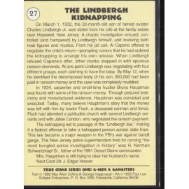 1992 True Crime Series 1, G-Men & Gangsters Card #27  THE LINDBERGH KIDNAPPING
