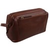 Oakridge Leather Mens Top Frame Washbag/Toiletry Bag - Cognac