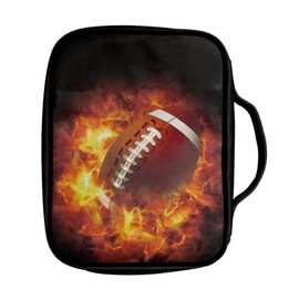 Coldinair Fire Rugby Print Bible Case Cover for Boys,Fashion Bible Carrying Case,Multi-Functional Bible Bag Protector with Zippered Pockets and Durable Handle