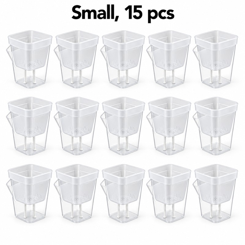 15-Pack Self-Watering Plant Pots for Seedlings and Cuttings – Translucent