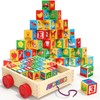 Atoylink ABC Wooden Building Blocks for Toddlers 1-3, 30 Pcs