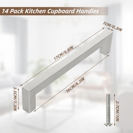 APACALI 14 Pack Kitchen Cupboard Handles, 160mm Kitchen Door Handles, Stainless Steel Kitchen Cabinet Handles, Silver Kitchen Handles for Cupboards, Drawer, Cabinet, Furniture Decoration