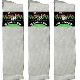 Calcetines para botas de ajuste holgado para hombres y mujeres (altura a la rodilla), paquete de 3, fabricados en Estados Unidos. Suela acolchada, Blanco, Medium
