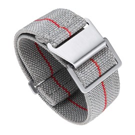 Binlun Elastic NATO Fabric Nylon Watch Strap, Waterproof Replacement Velcro Strap, 18 / 20 /22 mm, grey-red