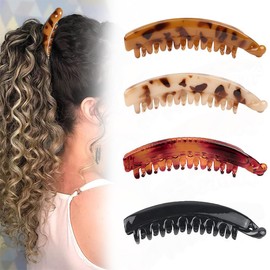 Pack of 4 ponytail hair clips, non-slip ponytail holder clip, large banana hair clip, vintage banana clip, for thick hair, for women and girls