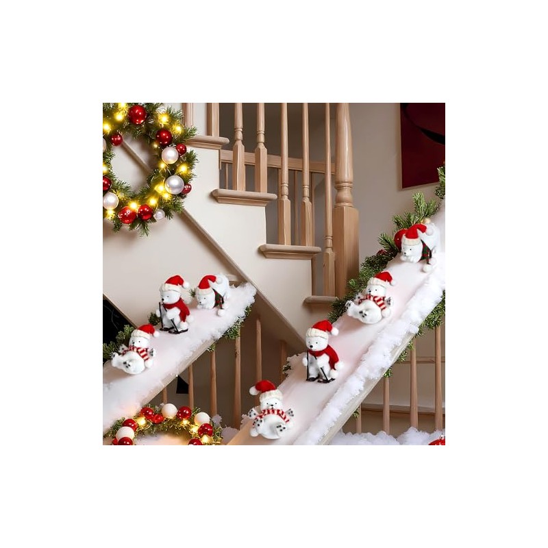 Polar Bear Christmas Staircase Decorations Set Banister Christmas Decoration with