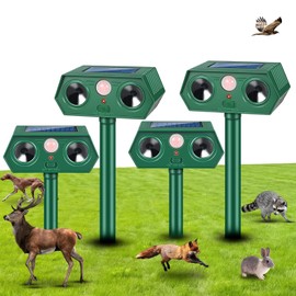 2026 Upgraded Solar Ultrasonic Animal Repellent Sonic Deer Repellent Devices Cat Repellent Outdoor with Motion Sensor Effective Raccoon Squirrel Rabbit Dog Deterrent for Garden Yard Lawn