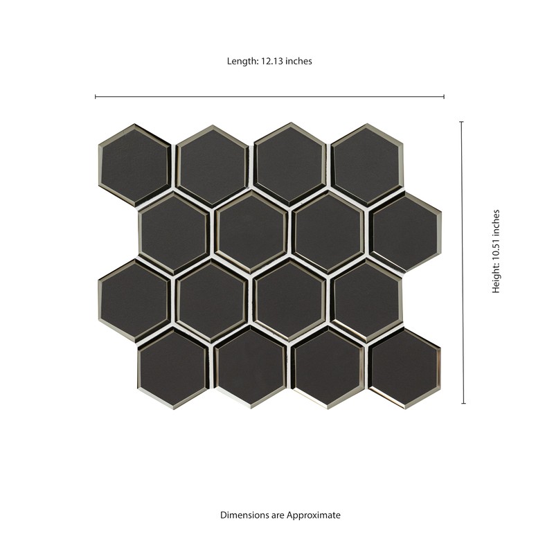 MSI Metallic Gray Beveled Glossy Hexagon Glass Tile for Kitchen