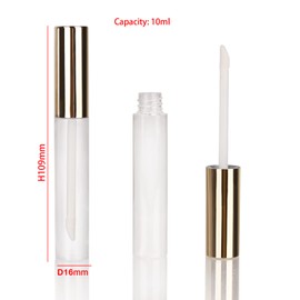 COSIDEA 24 tubos de brillo de labios redondos vacíos de 10 ml, Oro,