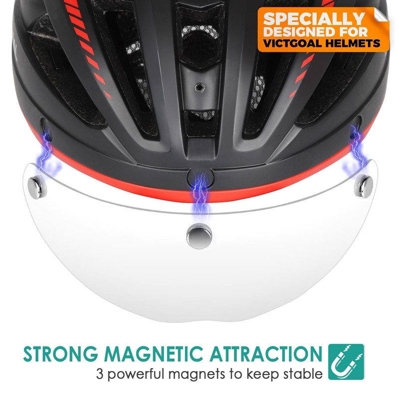Victgoal Bike Helmet Goggles Visor Strong Magnetic Eye Shield (Photochromic)