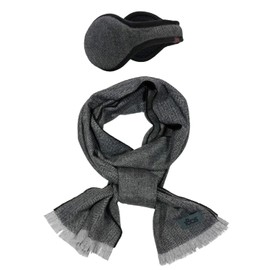 180s Men's American Wool Behind-the-Head Ear Warmer (Brown Tweed)
