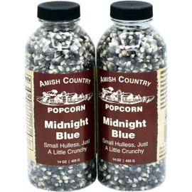 Amish Country Popcorn | 2 - 14 oz Bottles | Midnight Blue Popcorn Kernels | Old Fashioned, Non-GMO and Gluten Free (2 - 14 oz Bottles)