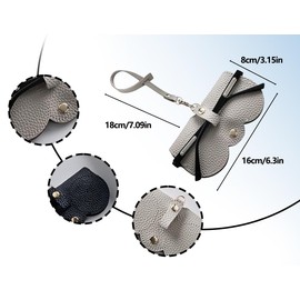 Lhbwhiz Pack of 2 Leather Sunglasses Case, Portable Glasses Bag for Hanging, Fashion Slim Soft Travel Protective Cover for Glasses, Glasses Case with Belt Clip (Black and Grey), Black and Grey