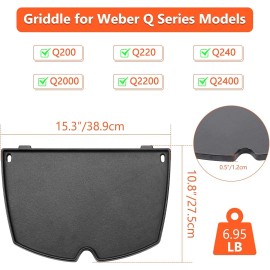 6559 Cast Iron Griddle for Weber Q200 Q220 Q240 Q260 Q2000 Q2200 Q2400 Gas Grill