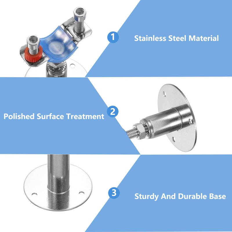 Niciksty 304 Stainless Steel Wall Mount Pipe Bracket Clamp, Adjustable