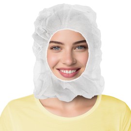 AMZ Capuchones desechables para capó, talla única. Paquete de 100 tapas para capucha quirúrgicas de polipropileno blanco con borde elástico. Red de pelo de cara completa. Campanas desechables transpirables Campanas desechables Bouffant