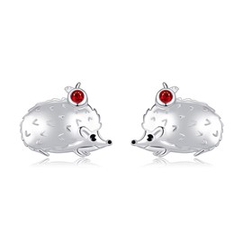 CUPENDA Hedgehog Earrings Sterling Silver Hedgehog Stud Earrings Farm Animal Hedgehog Jewellery for Women