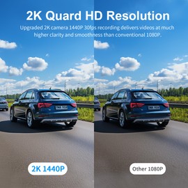 KAWA 2K Dash Cam Front, 1440P QHD Mini Car Camera Dash Cam - Voice Control, 360° Rotating Body, 145°Wide Angle Dashcam, WDR with Super Night Vision, 24H Parking Monitoring and G-sensor, Dash Camera D6