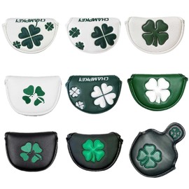 Golf Headcover Putter Cover Fits Odyssey Red Small Mallet Magnetic Clover (White)