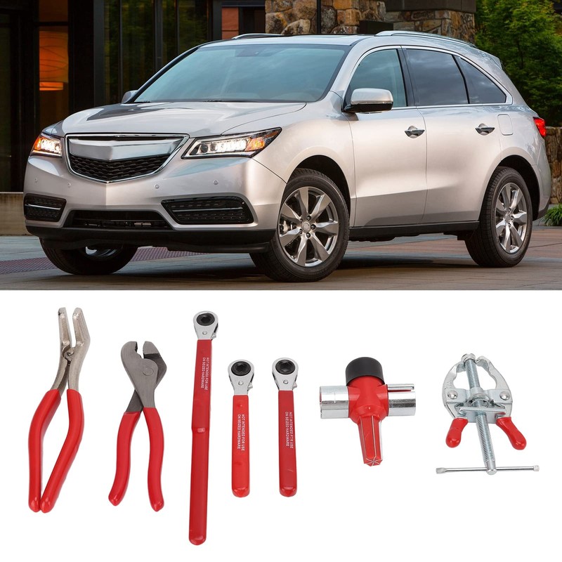 7pcs Battery Service Kit, Steel Terminal Pliers Wrench Brush Spreader