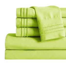 Mocassi Queen Sheet Set - Luxury Hotel 1800 Premier Bedding Sheets & Pillowcases - Ultra Soft Breathable & Cooling Bed Sheets - Deep Pocket - Wrinkle Resistant - 6 Piece Set - Queen, Lime