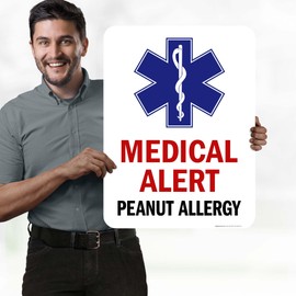 Medical Alert Peanut Allergy Sign, 18x24 Inches, Rust Free .063 Aluminum, Fade Resistant, Made in USA by My Sign Center