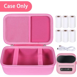 khanka Hard Case with Phomemo m221/M220/M110/m110s Label Maker - Portable Bluetooth Label Maker Carrying Storage Bag for Printer Labels, USB Cable and Accessories (Case Only) (Pink)