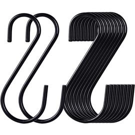 Pack of 30 S-Hooks S Hanging Hooks Stainless Steel Hooks S-shaped Anti-Rust Metal Hanger Metal Hooks Pothooks for Kitchen Bathroom Bedroom Use (Black) (Silver) (Noir)
