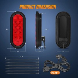 Nilight Hitch Cargo Carrier Oval Light Kit 2PCS 6Inch Red Lights