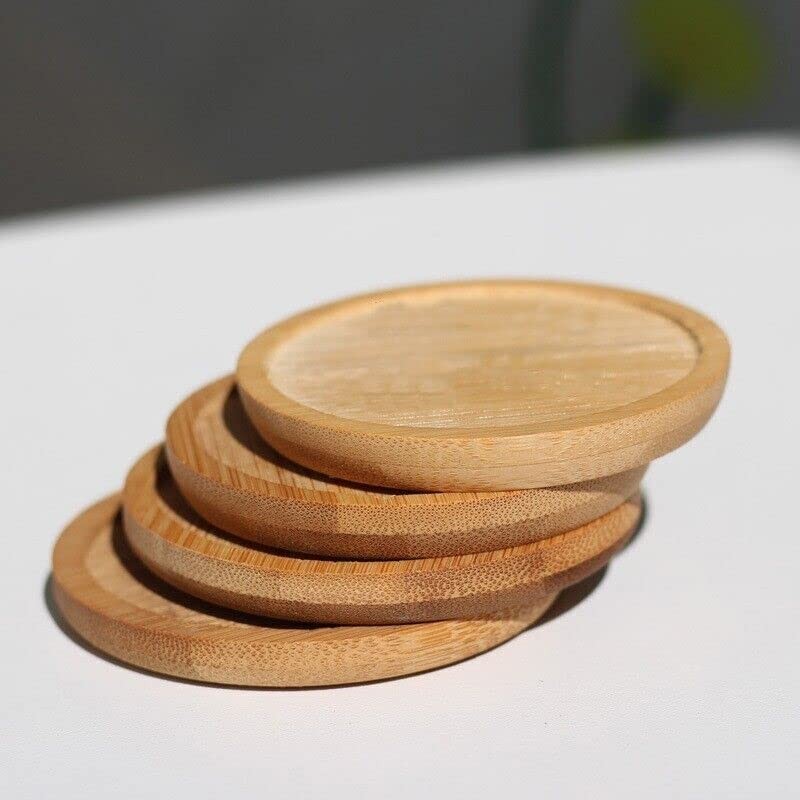 4x Round Bamboo Wooden Coaster Tea Coffee Drink Holders Pallet