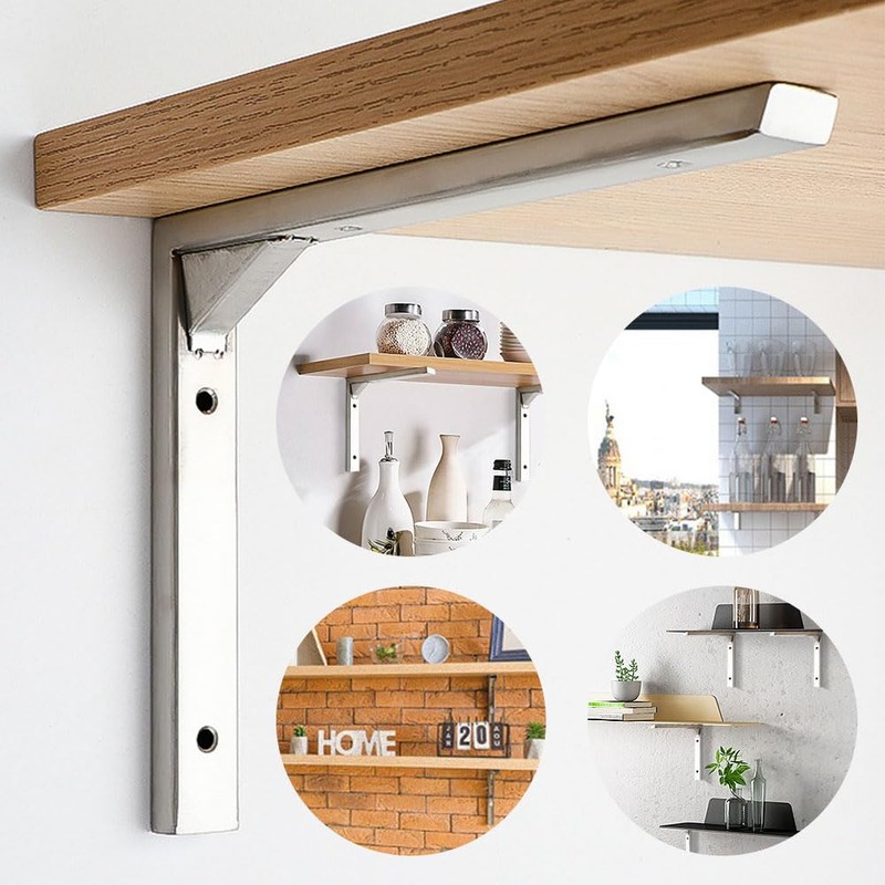 2 Pcs Shelf Bracket Wall Mount Triangle Shelf Brackets Right