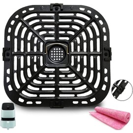 HEISENLIN Air Fryer Grill Crisper Tray, 2.0 QT, Black, Dishwasher Safe