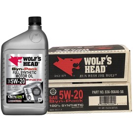 Wolf's Head dexos1 Full Synthetic 5W-20 Motor Oil (836-95646-56) 1 Quart Bottle, Pack of 12 | Made in USA