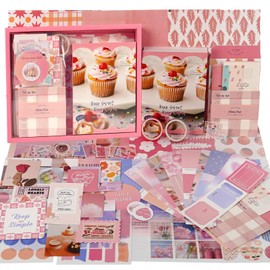 Funto Scrapbooking Kit(155 PCS), Warm Mail Series-My Sweetheart, Perfect for Bullet Scrapbooking Materials, Planner DIY Arts Craft Collage