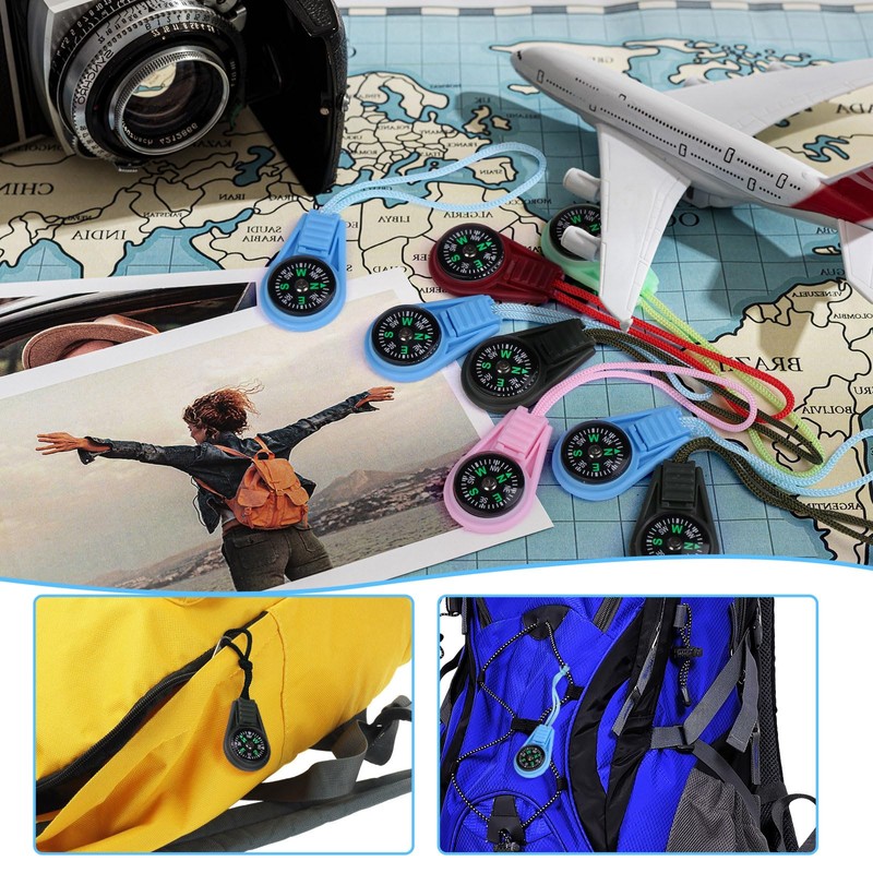 GWHOLE 15 x Compass Mini Survival Compass Kids Pendant Bag