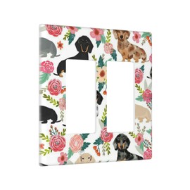 Dachshund Dog 2 Gang Double Rocker/Decora Light Switch Cover Decorative Outlet Wall Plate Electrical Faceplate for Home Family Art Decor