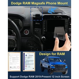 wincar for Dodge RAM Phone Mount,15W Magnetic Wireless Charging,Only Supports RAM 12 inch Screen，2025 Dodge RAM Phone Holder,Made for 2019-Present RAM