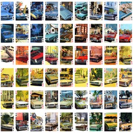 FLONZGIFT - Cartas de Juego de Coches clásicos (mazo de póquer 54 Cartas, Todas Diferentes)