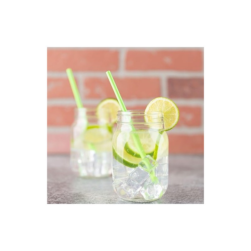 Green Paper Straws - 24 Count | Bright Green, Eco-Friendly