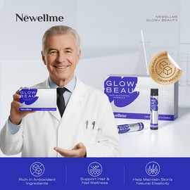 NEWELLME 18,000mg Collagen Oral Liquid with Hyaluronic Acid & PQQ – Fruit-Flavored Anti-Glycation Supplement for Skin Aging