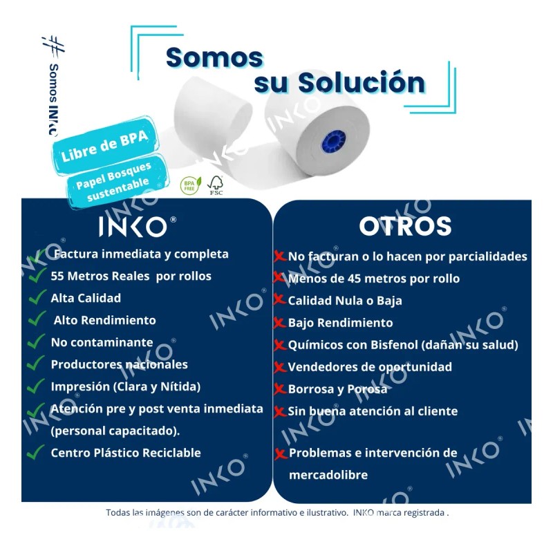 50 Rollos Papel Térmico 80x70 Impresora 80mm Negro Con Iva