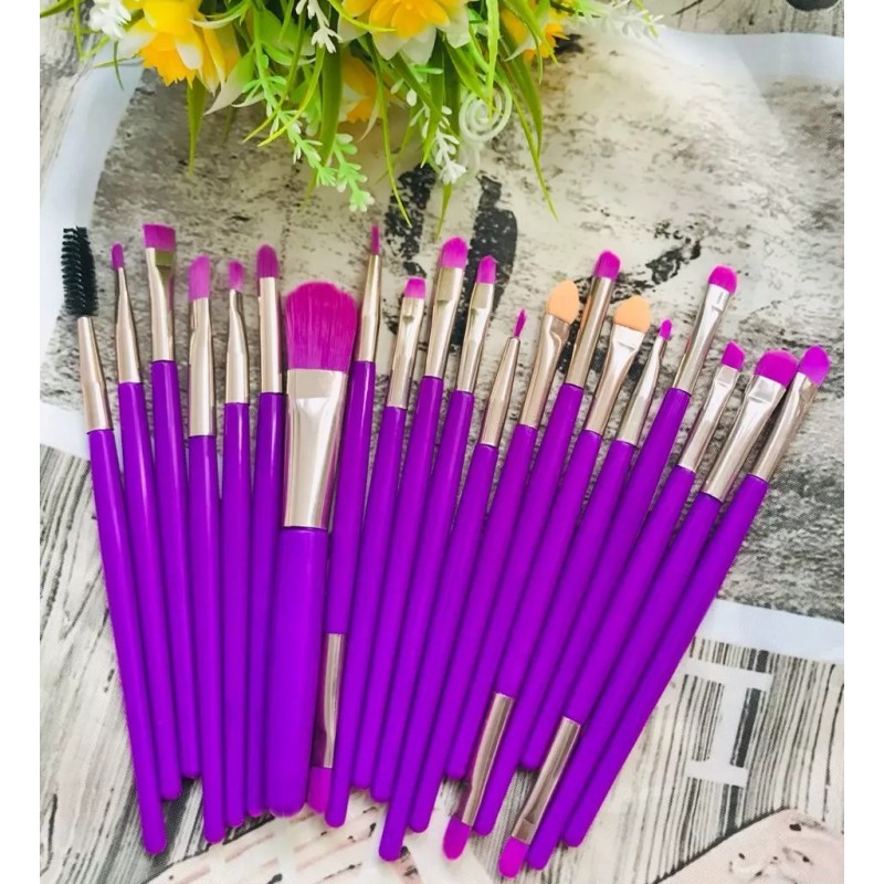 B&B Set De 20 Brochas Neón Para Maquillaje Dama Cosmético