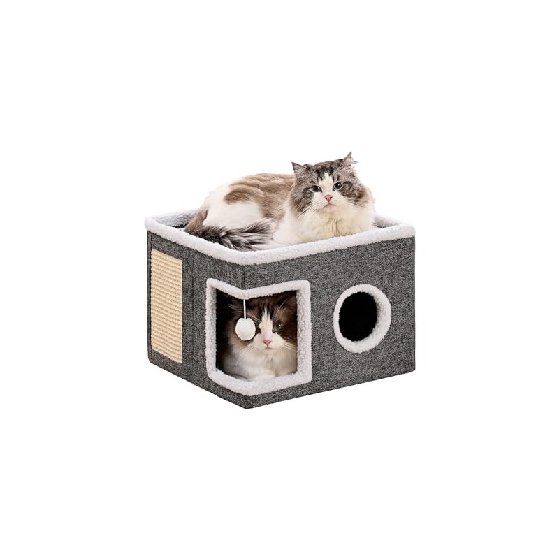 Cat Beds for Indoor Cats, Large Cat Cave with Fluffy