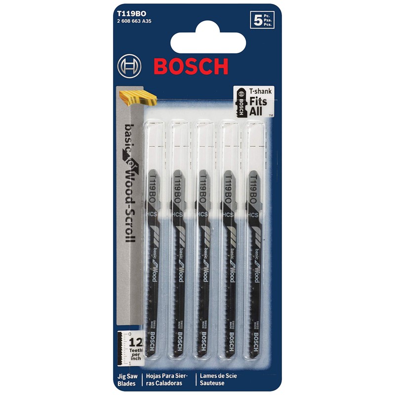 Bosch T119BO 3-Inch 12-Tooth Jig Saw Blades (5-Pack)