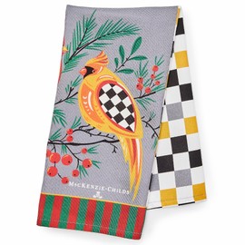 MACKENZIE-CHILDS Cotton Dish Towel, Cute Decorative Kitchen Dish Towel for Cleaning and Home Decor, Set of 1, Holiday Cardinal