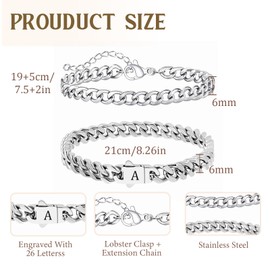 ZENGSING Men's Bracelet with Letters, 3 Pcs Chain Bracelet for Men Women, Silver Stainless Steel Bracelets, Hip Hop Bracelets with Initial Letter, Gift for Dad Son Brother Boyfriends (Silver Z)