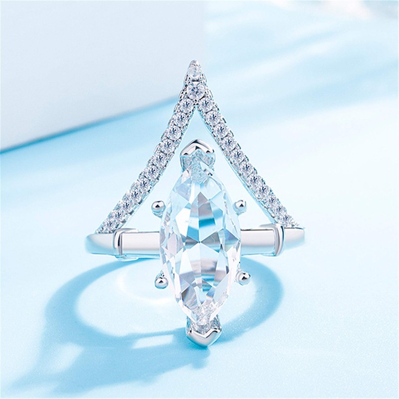 ZDIFDIC V-Shaped Stackable Ring Set Moissanite Wedding Band Half Eternity