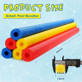 Hollowfly 6 Pack Pool Noodles Swimming Floating Foam Tube Hollow Bright Swimming Pool Noodles Bulk Heavy Duty for Adults(red, Yellow, Blue, 40 x 1.6 Inch)