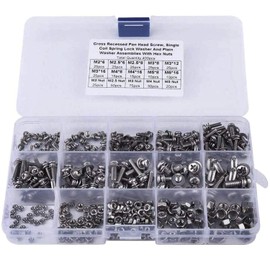 GOOMAND Bolt Set 400 Pcs M2 M2.5 M3 M4 M5 Cross Screw Lock Washer Flat Washer 304 Stainless Steel Repair Tool Nut